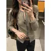 Design Versátil com Camiseta de Manga Longa Xadrez Contrastante para Mulheres no Estilo Roupas de Trabalho de Outono Tops Pulôver Abastecimento Transfronteiriço