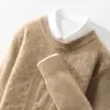 2025 Novo Suéter Masculino de Lã Pura com Gola Redonda Clássico Versátil Quente Confortável Casual