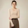 Tricô 100% Caxemira Pura Outono e Inverno para Mulheres Gola V Aparência Emagrecedora Tricô Tricotado Tricô de Base Transfronteiriça para Uso Interno e Externo