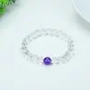 Pulseira Elegante e Simples de Cristal Branco Gelo com Ametista e Design de Caractere da Sorte, Presente Popular de Aniversário para Meninas, Design para Transmissão ao Vivo