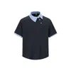 Buttertiger Camiseta Casual Masculina de Verão com Gola Polo e Manga Curta, Design Simples Retrô, Lapela Diagonal T635