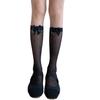 Calcetines de verano ultrafinos con corte arbitrario de lunares a través de la pierna de carne, calcetines de niña de color blanco leche con lazo dulce