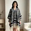 Comercio exterior primavera, otoño, invierno chal de longitud media con flecos y estampado de leopardo, estilo europeo y americano, bufanda grande 100% poliéster, chal para aire acondicionado, manta, en stock