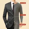 Novo conjunto de roupa íntima térmica masculina 100% algodão, roupas e calças de outono para homens de meia-idade e idosos, 100% algodão, fino, sem felpa, gola redonda média