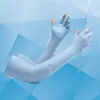 Manga helada de protección solar para hombres y mujeres, primavera y verano, guantes de seda de hielo, protector de brazo solar, para conducir, montar, fina, con dos dedos descubiertos