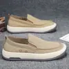 Tênis Masculino de Lona 2026 Verão Novo Estilo Simples Respirável Casual Tecido Slip-On Preguiçoso Solado Grosso Tênis Esportivo para Homens