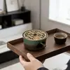Calentador de Velas Retro Verde Pavo Real Base de Estufa de Té con Tetera y Juego de Té para Calentar y Mantener Caliente