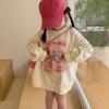 Moletom Infantil com Urso de Desenho Animado e Estampa de Letras, Blusa de Manga Longa, Nova Moda Primavera e Outono, Vestuário Infantil para Comércio Exterior, Atacado para Idades 3-8