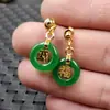 Pendientes Pendientes de Jade Pendientes de Hebilla de Jaspe de Taiwán Pendientes de Cuarzo Turquesa Pendientes de Roca de Jade Pendientes Verdes Espinaca Bendecidos