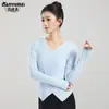 Ropa de práctica de baile ropa de danza moderna traje negro examen de arte ropa para el cuerpo femenina modal danza clásica top manga larga