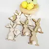 Conejo de Madera con Dos Orejas de Pascua Rodaja de Madera Decoración con Puntos, Decoración para el Hogar de Conejo Manualidades de Madera de Conejo DIY