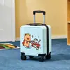 Mala Infantil 14 polegadas Menina Desenho Animado Trava de Senha Rodas Giro 360° Estojo de Couro Mala de Viagem Pequena Bagagem de Cabine Spring Airlines