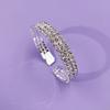 Pulsera elástica de apertura de garra transfronteriza de tres hileras para novia, multicapa de diamantes de imitación, anillo de acero, accesorios para vestido B4171