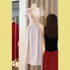 Vestido Rosa Francés Único y Hermoso con Cintura Pellizcada para Primavera y Verano, Estilo de Lujo Ligero y de Gama Alta, Falda Larga y Vestido Ligero de Estilo Femenino