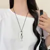Colar pingente anel gota d'água oco longo para mulheres, corrente de suéter de luxo leve de nicho de alta qualidade com acessório de cordão preto ajustável