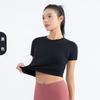 Ropa de Yoga de Verano Estilo Lulu para Mujer, Top Deportivo de Manga Corta Ajustado para Correr, Camiseta de Fitness Transpirable de Secado Rápido