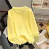 Suéter de Punto Suave y Sedoso con Cuello Redondo 2025 para Mujer Estilo Coreano Otoño e Invierno Ambiente Holgado Estilo Perezoso Top de Punto