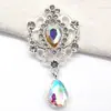 Colgante de flor de aleación de plata de 52*28 MM más vendido para decoración de ropa, accesorios para el cabello, accesorios para joyería DIY con adornos de vidrio