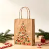Sacolas de Presente de Natal Transfronteiriças, Sacolas de Papel Kraft Amarelo, Cartões de Boas Festas de Ano Novo, Sacolas de Embalagem para Lembranças de Véspera de Natal e Festival da Primavera, Vários Estilos