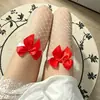 Medias largas sexys con ribete de encaje para mujer, medias de rejilla finas estilo japonés, calcetines negros hasta la rodilla