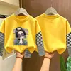 Camiseta de manga comprida para meninas, coleção outono 2026, novo estilo, base de algodão puro, fofa, look de outono de duas peças, top