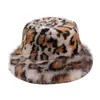 Otoño Invierno 2026 Nuevo Sombrero de Piel para Mujer Estilo Europeo Americano Piel Sintética de Zorro Piel de Visón Patchwork Felpa Estampado de Leopardo Sombrero de Pescador Transfronterizo