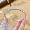 Pulsera Lisa de Plata Maciza Brillante, Pulsera Clásica de Plata Pura 9999, Regalo Sencillo de San Valentín o Cumpleaños para Novia