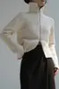 Novedad Otoño e Invierno 2025 Tejido 100% Lana Pura Cárdigan de Punto para Mujer con Cremallera Doble Cremallera Versátil Elegante Chaqueta Estilo Corto