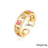 Anillo para Mujer Aogu Niche Lujo Accesible Chapado en Cobre Oro de 18 Quilates Incrustado Circonita Corazón con Goteo de Aceite Anillo Abierto Producto Nuevo Transfronterizo