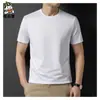 Camiseta de Manga Corta de Hielo Moda Masculina Casual Cuello Redondo Manga Media Camiseta Básica Verano Seda de Hielo Fresca Camiseta de Seda de Morera
