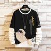 Suéter de otoño para hombre, camiseta de manga larga interior de moda para estudiantes de primavera y otoño, con cuello redondo, para adolescentes y niños.