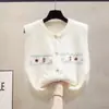 Cárdigan de Punto Hecho a Mano con Flores Transfronterizo Chal Suéter Prendas de Abrigo Chaleco de Punto con Cuello Redondo Chaleco para Mujer Otoño Invierno Nuevo Chaleco Holgado