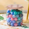 Cubo de Almacenamiento Transparente para Juguetes de Muñecas Plástico PP Sala de Estar Organizador Simple Tubo Taburete de Almacenamiento para Juguetes de Peluche con Tapa