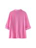 Camisa de Lino Mezclado para Mujer Nueva Dulce de Moda Casual Versátil de Longitud Media con Mangas Enrolladas - Primavera y Verano Europeo y Americano