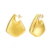 Brincos Geométricos Ocos de Cobre Polido Espelhado em Formato de Coração Tridimensional Dourado e Prateado Retro 2024 com um Toque de Luxo Leve e de Alta Qualidade