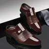 Sapatos Masculinos de Couro Casuais Fechados, Estilo Britânico Formal de Negócios, Bico Fino Brilhante, Transpiráveis, Cruzados na Fronteira 25308