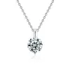 Collar de Plata de Ley S925 con Moissanita Lágrima de Sirena Moda Simple Clásico Colgante Cadena para Clavícula Cadena Popular para Transmisión en Vivo