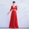 Novo Vestido de Veludo para Performance Coral Feminino, Vestido Longo para Adultos, Estudantes, Meia-Idade e Idosos, Vestido de Performance para Recitação em Competição