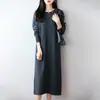 Nueva Colección Otoño/Invierno 2026: Vestido Suéter Largo de Manga Larga con Cuello Redondo para Mujer, 100% Lana, Corte Holgado, Tejido con Diseño de Botones