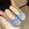 Medias Pantuflas de Media Punta con Suela Suave y Puntera Reforzada con Lazo para Mujer Verano Ropa de Exterior Nuevo Estilo 2025 Zapatos Planos Sandalias Planas Talla Grande