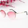 Nuevas Gafas de Sol Ojo de Gato sin Montura Transfronterizas Europeas y Americanas Moda Degradada Océano Gafas de Sol Gafas de Sol Decorativas Personalizadas