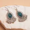 Pendientes de Gancho Geométricos Ovalados Huecos con Borlas y Diamantes Retro, Moda Europea y Americana, Lujo Ligero, Únicos, de Nicho, Pendientes de Gama Alta