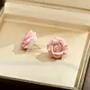 Pendientes de botón de flor de rosa de resina de color macarrón dulce estilo europeo y americano para mujer Pendientes de moda de lujo ligero Pendiente transfronterizo