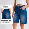 Shorts Jeans de Novo Estilo com Bigodes de Gato Transfronteiriços para Mulheres Cintura Alta Aparência Emagrecedora Calças com Bolso de Aba Elástico Fivela Fitness Shorts Casuais