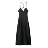 Roupas Femininas Transfronteiriças Europeias e Americanas Z 2025 Verão Novo Sexy Slim Grande Decotado Cetim Vestido de Alças 8034331