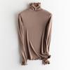 Suéter Térmico de Punto de Seda de Morera con Cuello Alto para Mujer, Camiseta Básica de Canalé con Forro Polar, Top Interior Adelgazante, Camiseta para Otoño e Invierno Nueva Colección