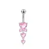 Nuevos Piercings para Ombligo Serie Rosa de Amazon Venta al Mayoreo Europeo y Americano de Venta Caliente Mariposa Zircón Colgante Anillo para Ombligo Joyería Piercing