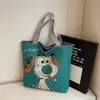 Nova Bolsa de Ombro com Estampa de Cachorro de Desenho Animado Grande Capacidade Coração de Menina Estudante Comutadora Bonita Tendência Lona Bolsa Feminina
