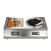 Estufa de Wok de Fondo Plano para Escritorio Comercial Doble Quemador Encimera de Inducción Alta Potencia Encimera de Inducción Cóncava Estufa de Olla Caliente para Escritorio Olla de Barro