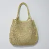 Bolsa de Ombro Grande Versátil Estilo Preguiçoso Bolsa de Palha para Férias Bolsa de Mão Feminina Bolsa Tecida para o Dia a Dia Praia